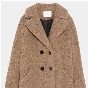 Zara Shearling Textured Teddy Coat $120